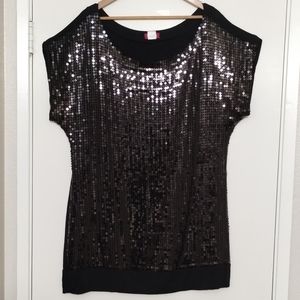 Libian Black Sequin Top Size 2X